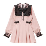 レース重ねハートバックルベルトワンピース