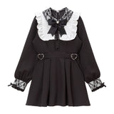 レース重ねハートバックルベルトワンピース