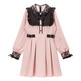 レース重ねハートバックルベルトワンピース