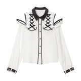 【メール便】オフショルジップレースアップブラウス