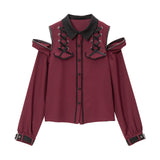 【メール便】オフショルジップレースアップブラウス