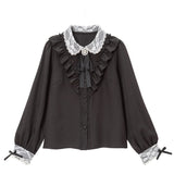 【新春セール】レース重ねフリルビジューブラウス