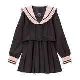 セットアップ風ハートベルトセーラーワンピ