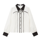 レースアップタックブラウス