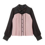 レースアップタックブラウス