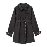 ハートベルトレースシャツワンピ