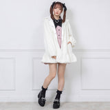 うさ耳レースアップリボンファーコート