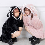 うさ耳レースアップリボンファーコート