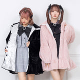 うさ耳レースアップリボンファーコート