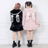 うさ耳レースアップリボンファーコート