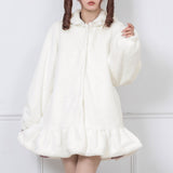 うさ耳レースアップリボンファーコート