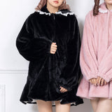 うさ耳レースアップリボンファーコート