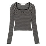 スクエアネックパワショルリブニット