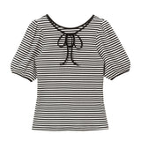 【新春セール】【メール便】オープンリボンパフ袖カットソー