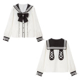 【メール便】セーラーレースアップうさぎブラウス