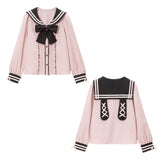 【メール便】セーラーレースアップうさぎブラウス