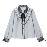 レース重ねビジューブラウス