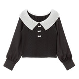 【メール便】プリーツ襟ドッキングブラウス