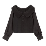 【メール便】プリーツ襟ドッキングブラウス