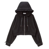 フリルレース重ねショートパーカー