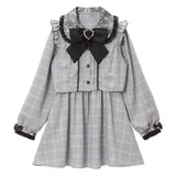 セットアップ風レース重ねリボンワンピース