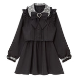 セットアップ風レース重ねリボンワンピース