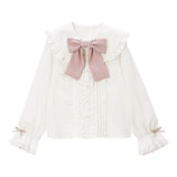 大きめハートバックルリボン丸襟ブラウス