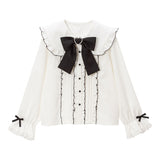 大きめハートバックルリボン丸襟ブラウス