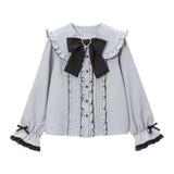 大きめハートバックルリボン丸襟ブラウス