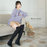 裏起毛5cmヒール楽ちんニーハイブーツ