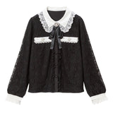 ビジューブローチレースブラウス