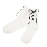 フレンチガーリーレースアップソックス