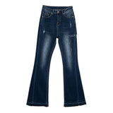 カットワーク美脚フレアデニムパンツ