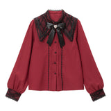 ハートリボンレースセーラー襟ブラウス