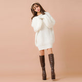 ふわふわルーズアゼ編みニットミニワンピース