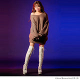 ふわふわルーズアゼ編みニットミニワンピース