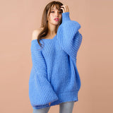 ふわふわルーズアゼ編みニットミニワンピース