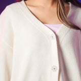 Vネックあざといビジュー釦カーディガン【ニット】