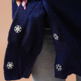 Vネックあざといビジュー釦カーディガン【ニット】