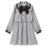 セットアップ風レース重ねリボンワンピース