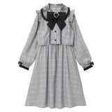 セットアップ風レース重ねリボンワンピース