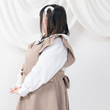 リボン付ガーリー丸襟ブラウス