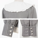 リボン付ガーリー丸襟ブラウス