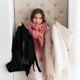 ふわほわフリンジマフラー