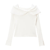 リボンオフショルリブトップス【ニット】