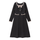 スクエアネックリボンレディワンピース