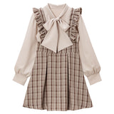 レイヤード風ボウタイリボンジャンスカワンピース