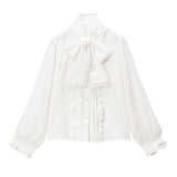 レースふちどりボウタイリボンフリルブラウス