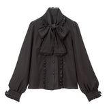 レースふちどりボウタイリボンフリルブラウス