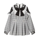 袖レース切替ヨークフリルチュニックorワンピース